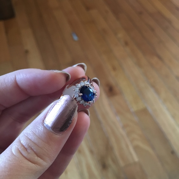 18 Carat Rose Gold Plated Blue Ring - Picture 7 of 8